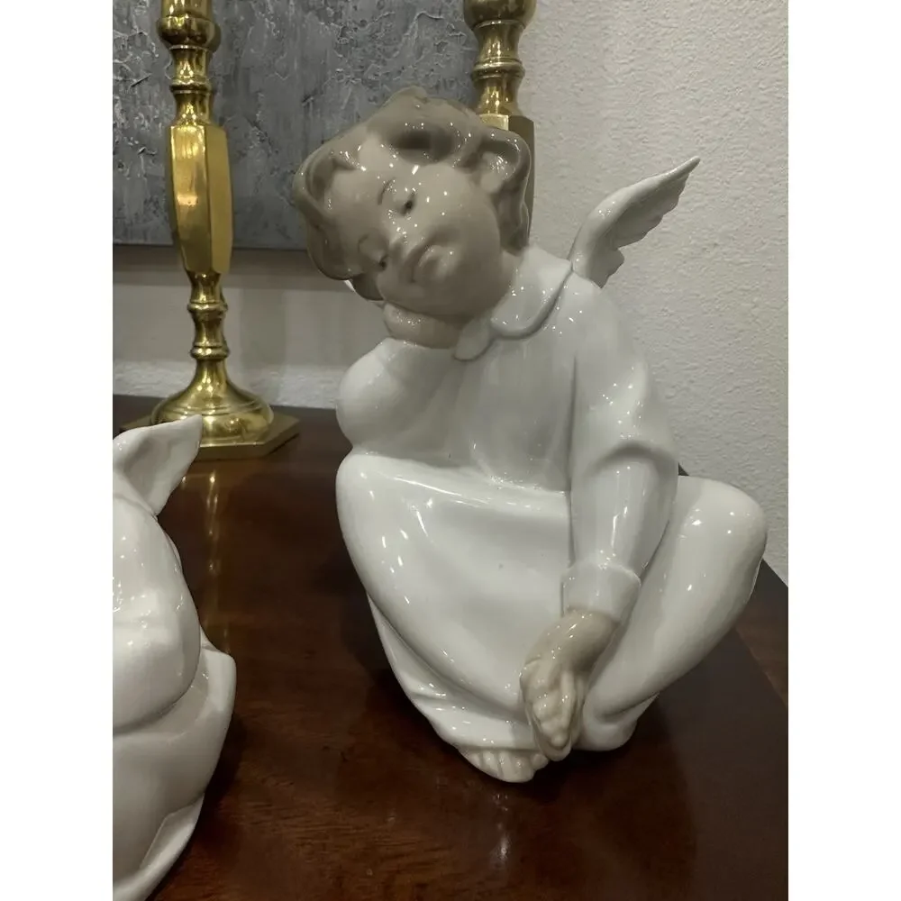 Lot of 3 Authentic Lladró Spain Porcelain Figurines Angels & Child Bird EUC